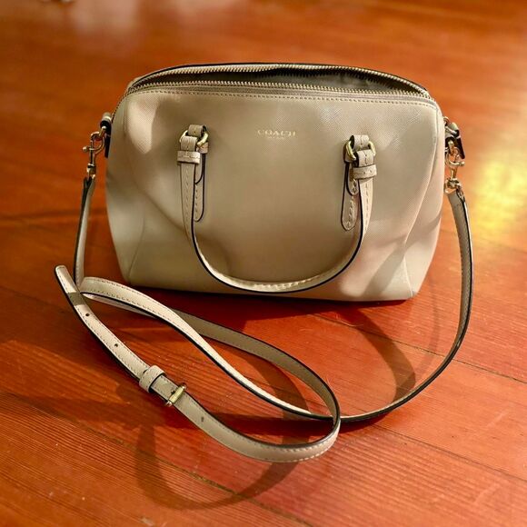 COACH - Cream Smooth Leather Mini Satchel Crossbody Bag - Picture 1 of 7